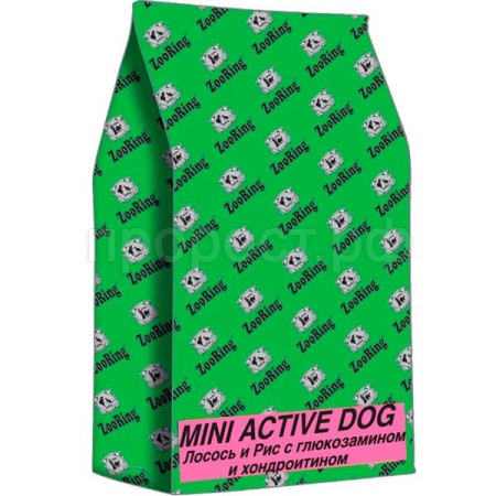 Корм для собак ZooRing Mini Active лосось и рис для активных собак мелких и средних пород 20кг