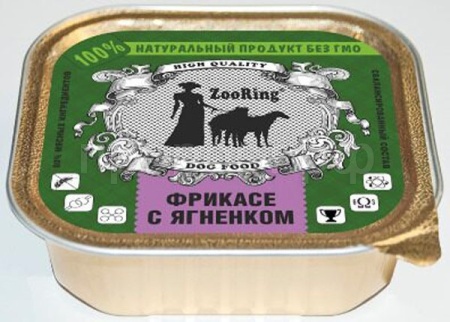 Собаки ZooRing д/всех пород собак желе фрикасе с ягненком ж/б 100гр/16шт/063704